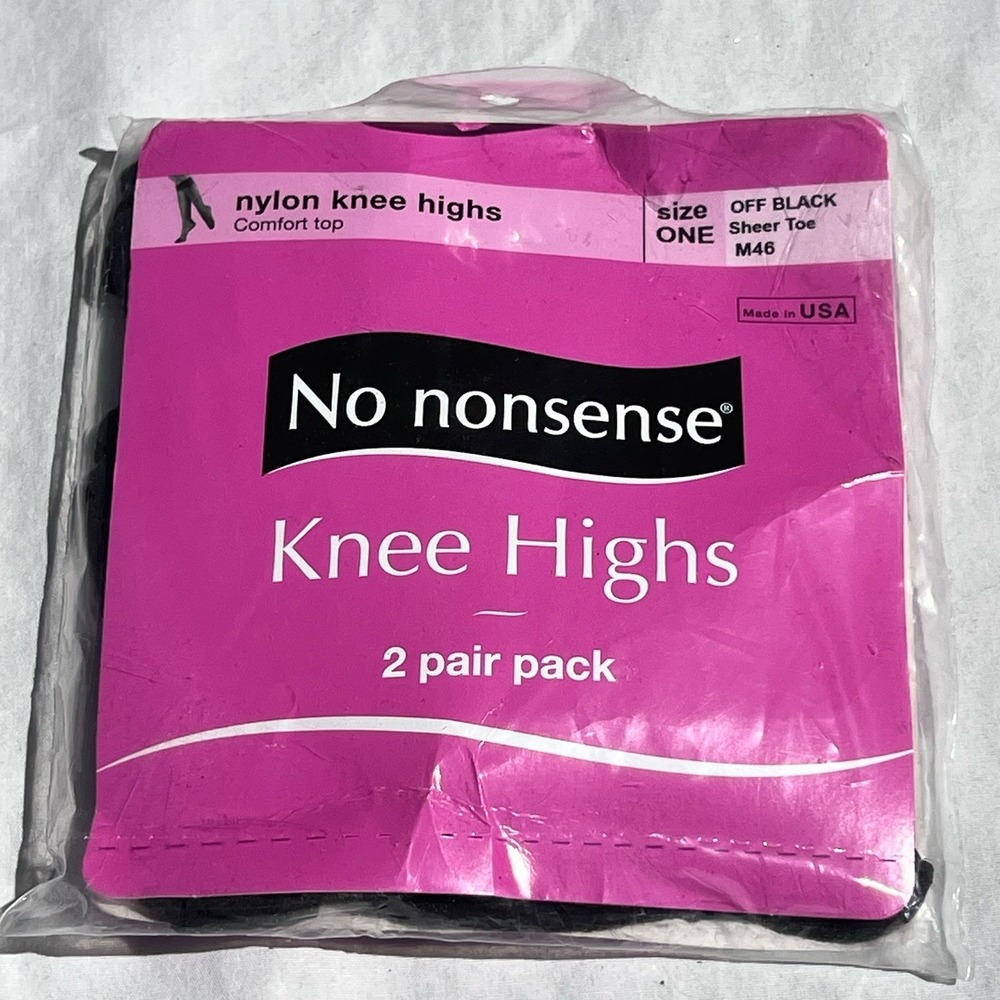No Nonsense Comfort Top Knee Highs 2 Pair Pack NUDE Sheer Toe ONE Size
